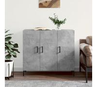 Makastle Buffet Cuisine Table d'Entrée Multi-rangements Table de Couloir Meuble de Salon Bout de Canapé Polyvalente Table avec 3 Portes, Gris béton 90x34x80 cm Bois d'ingénierie