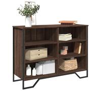 Makastle Buffet Cuisine Table d'Entrée Multi-rangements Table de Couloir Meuble de Salon Bout de Canapé Polyvalente Table avec 6 Étagères, chêne Marron 101x35,5x74,5 cm Bois d'ingénierie