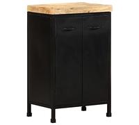 Makastle Buffet d'appoint à 2 Portes, Buffet Salle a Manger Meuble de Rangement Armoire de Cuisine Style Rural pour Chambre et Salon, 47x35x76 cm Bois de manguier Brut