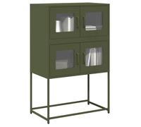 Makastle Buffet Moderne Industriel en Métal, Meuble de Rangement avec 4 Portes, Commode, Buffet Caisson pour Salon et Chambre, Vert Olive 68x39x107 cm Acier