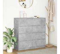 Makastle Buffet Moderne, Meuble de Rangement avec 8 tiroirs, Commode, Armoire de Rangement, Buffet Caisson pour Salon et Chambre, Gris béton 100x35x99 cm Bois d'ingénierie