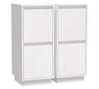 Makastle Buffets 2 pcs Blanc 31,5x34x75 cm Bois Massif de pin