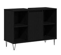 Makastle Cabinet de Salle de Bain Noir 80 x 33 x 60 cm Bois d'ingénierie