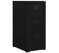 Makastle Caisson de Bureau, Meuble de Rangement pour Dossiers Suspendus Format A4, Armoire Documents avec 3 Tiroirs Verrouillables, en Métal, Noir 46x62x102,5 cm