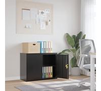 Makastle Caisson de Bureau, Placard Polyvalent à 1 étagère réglable, Armoire de Bureau à 2 Portes, Verrouillable, en Métal, pour Salon, Noir 90x40x70 cm Acier