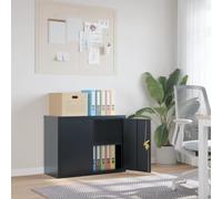 Makastle Caisson de Bureau, Placard Polyvalent à 1 étagère réglable, Armoire de Bureau à 2 Portes, Verrouillable, en Métal, pour Salon, Anthracite 90x40x70 cm Acier