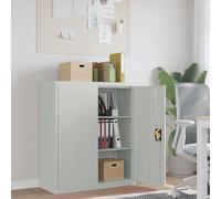Makastle Caisson de Bureau, Placard Polyvalent à 2 étagères réglables, Armoire de Bureau à 2 Portes, Verrouillable, en Métal, pour Salon, Gris Clair 90x40x105 cm Acier
