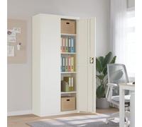 Makastle Caisson de Bureau, Placard Polyvalent à 4 étagères réglables, Armoire de Bureau à 2 Portes, Verrouillable, en Métal, pour Salon, Blanc 90x40x200 cm Acier