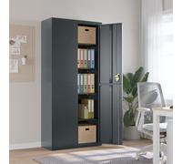 Makastle Caisson de Bureau, Placard Polyvalent à 4 étagères réglables, Armoire de Bureau à 2 Portes, Verrouillable, en Métal, pour Salon, Anthracite 90x40x200 cm Acier