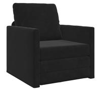 Makastle Canapé Lit avec Dossier et Accoudoir, Canapé Convertible avec Coussin et Finition Velours pour Appartement Bureau, Noir 74 x 77 x 81 cm Mousse