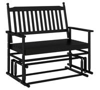 Makastle Chaise à Bascule avec Cadre en Bois Massif, Rocking Chair avec Dossier à Latte et Accoudoir pour Terrasse Porche, Noir 118 x 70 x 104,5 cm Bois de Peuplier