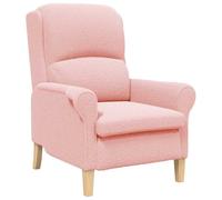 Makastle Chaise de Canapé avec Dossier et Accoudoir Incurvé, Chaise de Salon avec Pied en Bois Massif pour Chambre Bureau, Rose 76 x 94 x 102 cm Tissu Sharpa