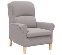 Makastle Chaise de Canapé avec Dossier et Accoudoir Incurvé, Chaise de Salon avec Pied en Bois Massif pour Chambre Bureau, Gris Clair 76 x 94 x 102 cm Tissu Sharpa