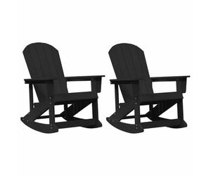 Makastle Chaises Berçantes Adirondack 2 pcs Noir HDPE