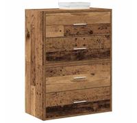 Makastle Commode à 2 tiroirs, Lot de 2, Meuble Rangement, Armoires de Rangement, Armoires à tiroirs, Buffet sur Salon, Chambre, Bureau, Vieux Bois Bois d'ingénierie