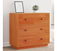 Makastle Commode à 3 Tiroirs, Armoire, Meuble de Rangement avec 3 Tiroirs, Buffet d'appoint, Buffet Cuisine, pour Chambre à Coucher, Salon, Entrée, Cire Marron 80x40x75 cm Bois Massif de pin