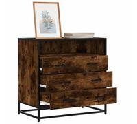 Makastle Commode à 3 tiroirs et 1 Compartiment, Meuble Rangement, Armoire de Rangement, Armoire à tiroirs, Buffet sur Salon, Chambre, Bureau, chêne fumé 70x41x70 cm Bois d'ingénierie