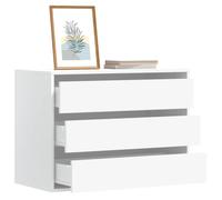 Makastle Commode à 3 tiroirs, Meuble Rangement, Armoire de Rangement, Armoire à tiroirs, Buffet sur Salon, Chambre, Bureau, Blanc 80x41x58 cm Bois d'ingénierie