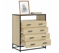 Makastle Commode à 4 tiroirs et 1 Compartiment, Meuble Rangement, Armoire de Rangement, Armoire à tiroirs, Buffet sur Salon, Chambre, Bureau, chêne Sonoma 70x41x83,5 cm Bois d'ingénierie