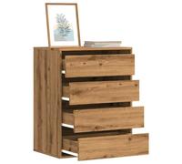 Makastle Commode à 4 tiroirs, Meuble Rangement, Armoire de Rangement, Armoire à tiroirs, Buffet sur Salon, Chambre, Bureau, chêne Artisanal 60x41x76 cm Bois d'ingénierie