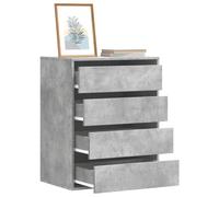 Makastle Commode à 4 tiroirs, Meuble Rangement, Armoire de Rangement, Armoire à tiroirs, Buffet sur Salon, Chambre, Bureau, Gris béton 60x41x76 cm Bois d'ingénierie