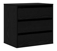 Makastle Commode avec 3 Tiroirs, Haute Chiffonnier, Meuble de Rangement pour Bureau et Entrée Couloir, Spacieuse et Design, 60x41x58 cm Chêne Noir Bois D'ingénierie