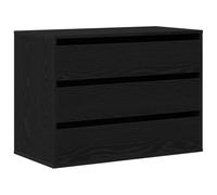 Makastle Commode avec 3 Tiroirs, Haute Chiffonnier, Meuble de Rangement pour Bureau et Entrée Couloir, Spacieuse et Design, 80x41x58 cm Chêne Noir Bois D'ingénierie
