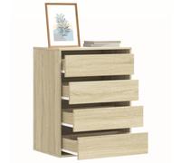 Makastle Commode Chambre en Bois d'ingénierie, Armoire de Rangement avec 4 Tiroirs, Meuble de Rangement, Chiffonnier, Armoire à tiroirs, Buffet Cuisine, chêne Sonoma 60x41x76 cm