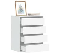Makastle Commode Chambre en Bois d'ingénierie, Armoire de Rangement avec 4 Tiroirs, Meuble de Rangement, Chiffonnier, Armoire à tiroirs, Buffet Cuisine, Blanc 60x41x76 cm