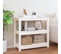 Makastle Console Meuble, Table Console Table d'appoint avec 2 Étagères, Meuble de Rangement pour Entrée ou Salon, Blanc 80x40x74 cm Bois Massif de pin