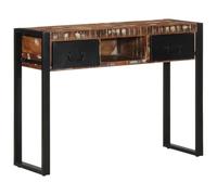 Makastle Console Meuble, Table Console Table d'appoint avec 2 Tiroirs et 1 Étagère, Meuble de Rangement pour Entrée ou Salon, Multicolore 100x35x75 cm Bois Massif récupération