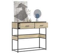 Makastle Console Meuble, Table Console, Table d'appoint avec 2 Tiroirs, Meuble de Rangement pour Entrée ou Salon, chêne Sonoma 90x35x80 cm Bois d'ingénierie
