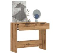 Makastle Console Meuble, Table Console, Table d'appoint avec 2 Tiroirs, Meuble de Rangement pour Entrée ou Salon, chêne Artisanal 90x36x75 cm Bois d'ingénierie