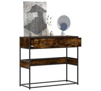 Makastle Console Meuble, Table Console, Table d'appoint avec 2 Tiroirs, Meuble de Rangement pour Entrée ou Salon, chêne fumé 90x35x80 cm Bois d'ingénierie