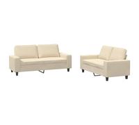 Makastle Ensemble de Canapés 2 Pièces avec Dossier, Causeuse avec Coussin et Cadre Métallique pour Chambre Appartement, Crème 154 x 77 x 80 cm Tissu