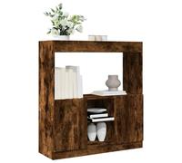 Makastle Étagère avec 3 Niveaux, Buffet, Bibliothèque, Meuble de Rangement Moderne pour Bureau, Salon, chêne fumé 92x33x100 cm Bois d'ingénierie