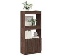Makastle Étagère avec 3 Niveaux, Buffet, Bibliothèque, Meuble de Rangement Moderne pour Bureau, Salon, chêne Marron 63x33x140 cm Bois d'ingénierie