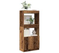 Makastle Étagère avec 3 Niveaux, Buffet, Bibliothèque, Meuble de Rangement Moderne pour Bureau, Salon, Vieux Bois 63x33x140 cm Bois d'ingénierie