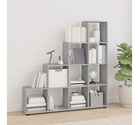 Makastle Étagère Bibliothèque avec 10 Cubes Compartiments, séparateur de pièce, Meuble de Rangement Moderne pour Bureau, Salon, Sonoma Gris 142 cm Bois d'ingénierie