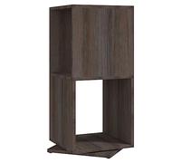 Makastle Étagère de Rangement rotative à 2 Niveaux - Étagère étroite pour Salon, Bureau - en Bois - Gris et chêne Sonoma - 34,5 x 34,5 x 75,5 cm