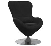 Makastle Fauteuil œuf avec Base Ronde en Métal, Chaise Pivotant sur 360° avec Dossier Incurvé et Coussin pour Appartement Bureau, Noir 63 x 73 x 90 cm Velours