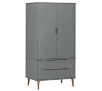 Makastle Garde-Robe MOLDE Gris 90x55x175 cm Bois Massif de pin
