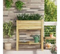Makastle Jardinière avec étagère, Parterres surélevés pour Cultiver Fleurs, Herbes et légumes, adaptés aux Terrasse, Jardin, 85.5x46.5x95.5 cm Bois de Pin Imprégné