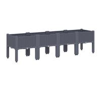 Makastle Jardinière en PP Rectangulaire Lit Surélevé, Bac à Fleurs Jardin, Exterieur Plante Lit, Pot de Fleurs sur Pieds, Pot de Plantes, Exterieur Potager Jardin, Gris 160x40x42 cm
