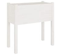 Makastle Jardinière sur Pied en Bois, Potager Surélevé, Lit de Culture pour Légumes Fleurs, Jardinière surélevée en Bois pour Jardin Terrasse ou Balcon, Blanc 70x31x70 cm Bois de pin Massif