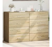 Makastle Lot de 2 Buffets, Commode, Meuble de Rangement avec 4 tiroirs, Armoire de Rangement, Buffet Caisson pour Salon et Chambre, chêne Sonoma 60x39x80 cm Bois d'ingénierie