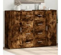 Makastle Lot de 2 Buffets, Commode Moderne, Meuble de Rangement avec 4 tiroirs et 1 Porte, Armoire de Rangement, Buffet Caisson pour Salon et Chambre, chêne fumé 60x31x84 cm