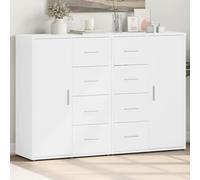 Makastle Lot de 2 Buffets, Commode Moderne, Meuble de Rangement avec 4 tiroirs et 1 Porte, Armoire de Rangement, Buffet Caisson pour Salon et Chambre, Blanc 60x31x84 cm