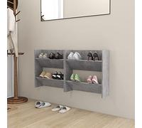 Makastle Lot de 2 Étagères à Chaussures Murale, Armoires à Chaussures étroite, Rangement des Chaussure, pour Entrée, Salon, Chambre, Gris béton 60x18x60 cm
