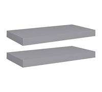 Makastle Lot de 2 Étagères Murales Flottantes, Support Décorative Suspendue pour Salle de Bain, Chambre, Bureau, Résistant à l'humidité, Gris 50x23x3,8 cm MDF